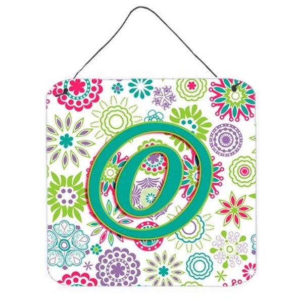 Micasa Letter O Flowers Pink Teal Green Initial Wall and Door Hanging Prints MI730597
